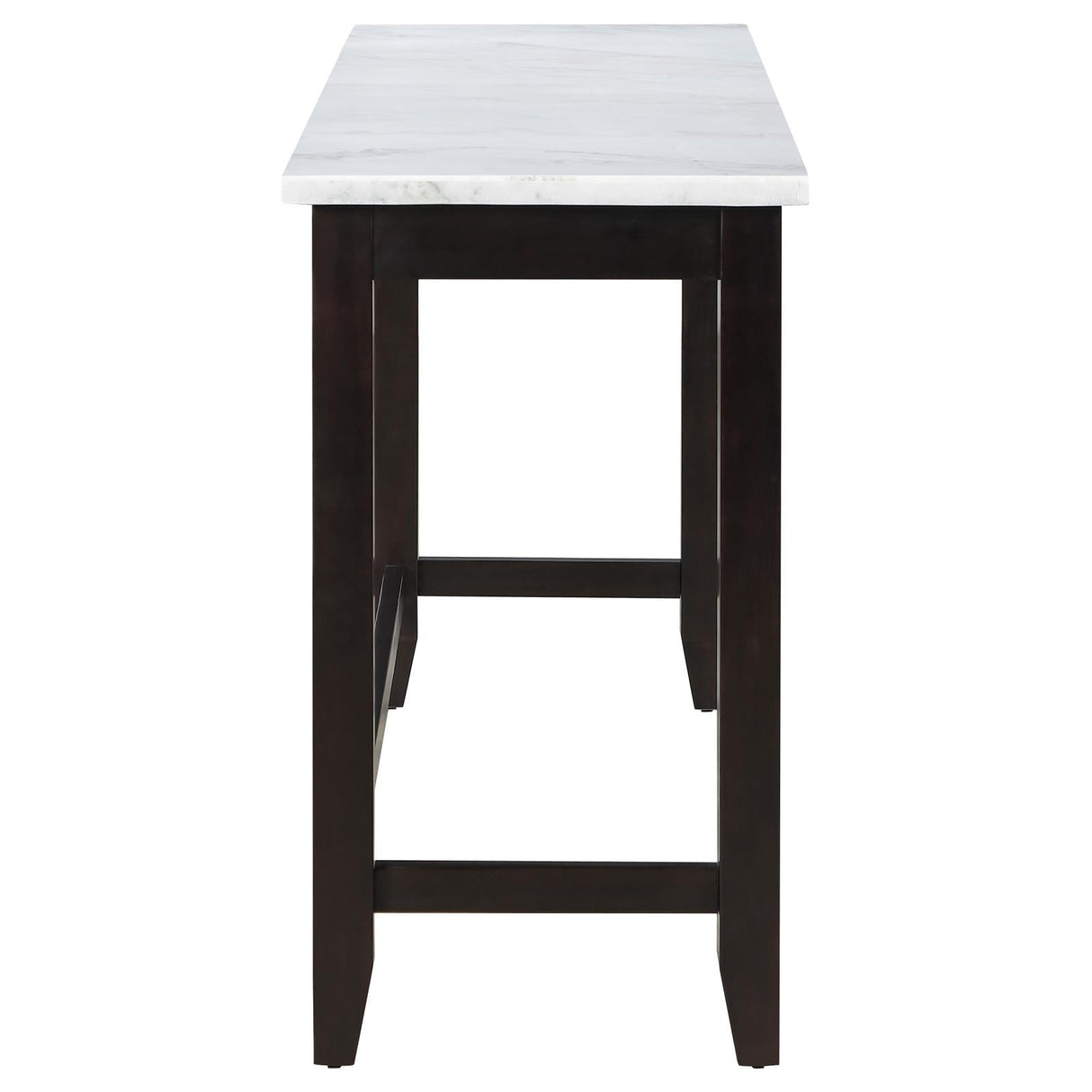 Toby Espresso/White Rectangular Marble Top Counter Height Table