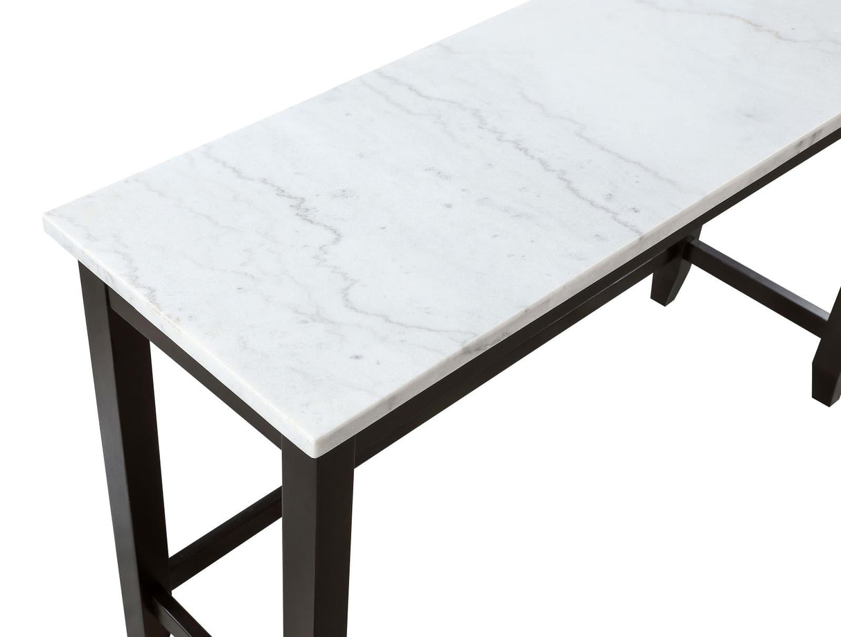 Toby Espresso/White Rectangular Marble Top Counter Height Table