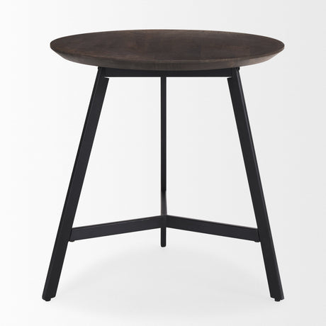 Todd Dark Brown Wood W/ Metal Legs Side Table by Mercana at Eve Furniture