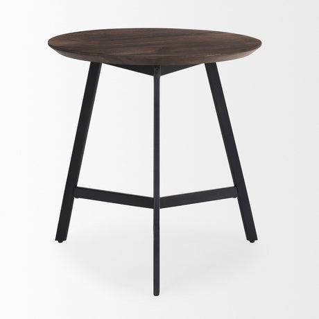 Todd Dark Brown Wood W/ Metal Legs Side Table by Mercana at Eve Furniture