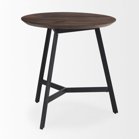 Todd Dark Brown Wood W/ Metal Legs Side Table by Mercana at Eve Furniture