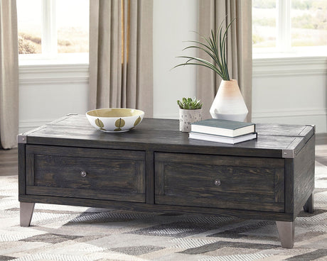 Todoe Coffee Table with 1 End Table in Dark Gray by Ashley at Eve Furniture