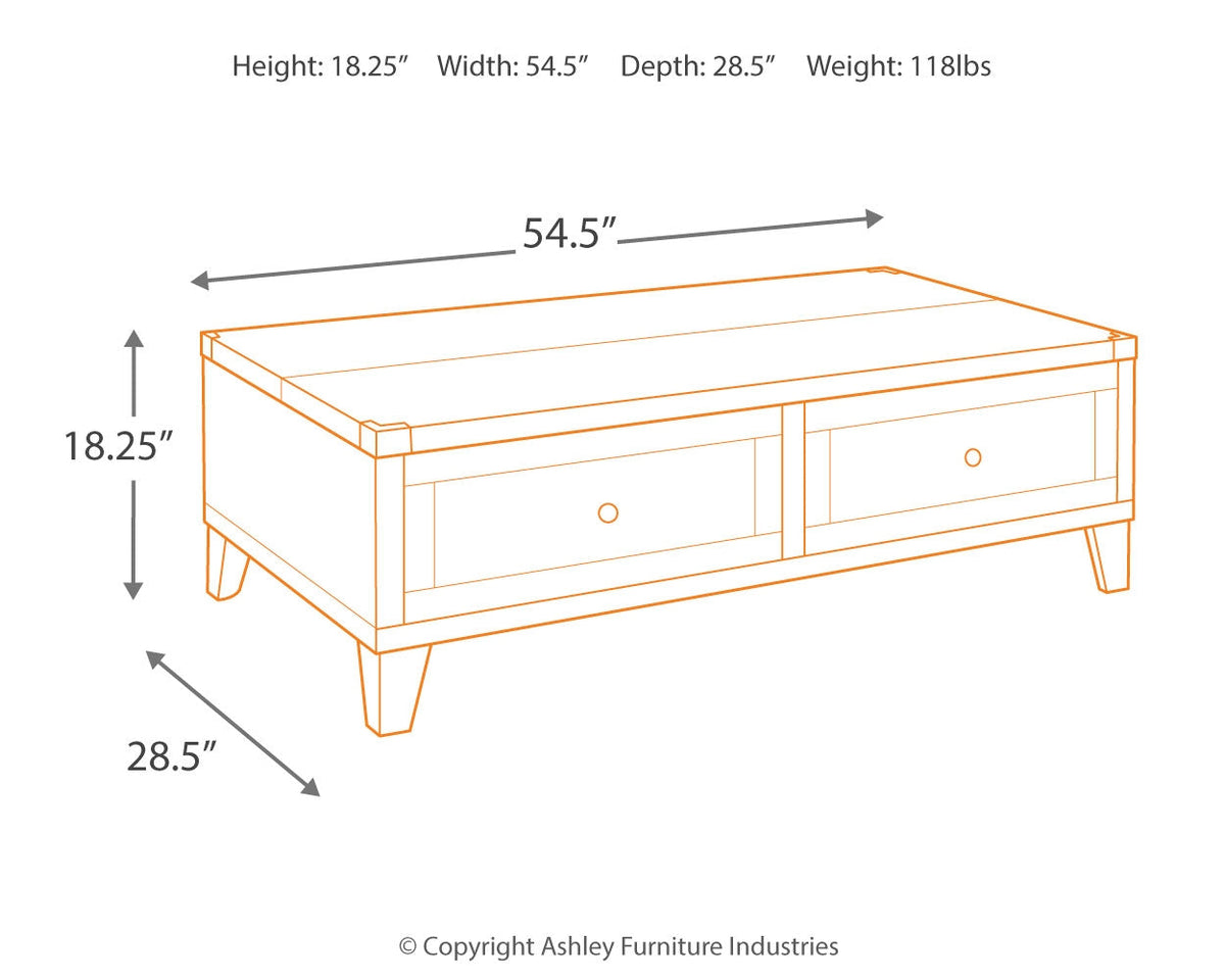 Todoe Coffee Table with 1 End Table in Dark Gray by Ashley at Eve Furniture