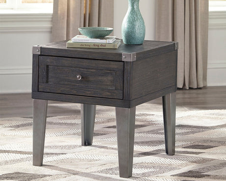 Todoe Coffee Table with 2 End Tables in Dark Gray by Ashley at Eve Furniture