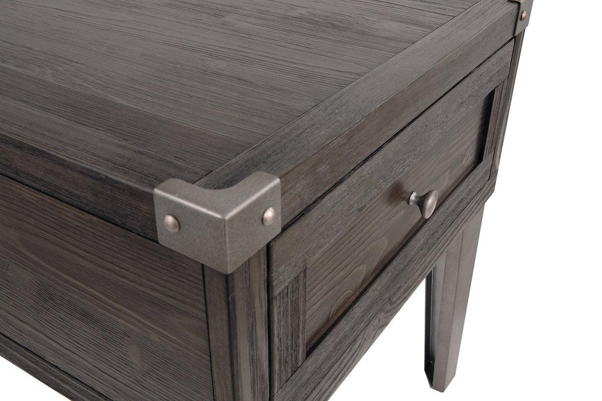 Todoe Dark Gray End Table with USB Ports & Outlets by Ashley at Eve Furniture