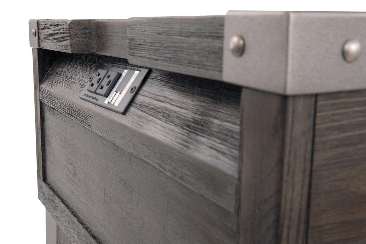 Todoe Dark Gray End Table with USB Ports & Outlets by Ashley at Eve Furniture