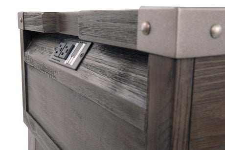 Todoe Dark Gray End Table with USB Ports & Outlets by Ashley at Eve Furniture