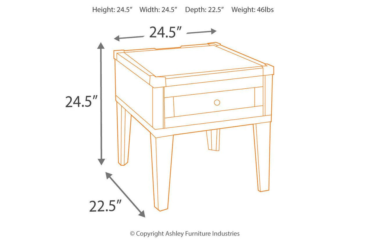 Todoe Dark Gray End Table with USB Ports & Outlets by Ashley at Eve Furniture