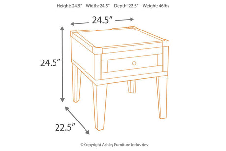 Todoe Dark Gray End Table with USB Ports & Outlets by Ashley at Eve Furniture