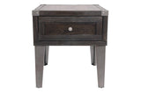 Todoe Dark Gray End Table with USB Ports & Outlets by Ashley at Eve Furniture