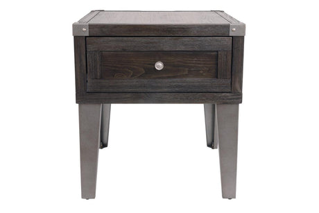 Todoe Dark Gray End Table with USB Ports & Outlets by Ashley at Eve Furniture