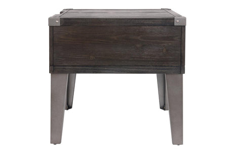 Todoe Dark Gray End Table with USB Ports & Outlets by Ashley at Eve Furniture