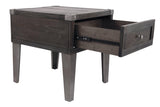 Todoe Dark Gray End Table with USB Ports & Outlets by Ashley at Eve Furniture