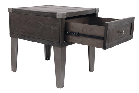 Todoe Dark Gray End Table with USB Ports & Outlets by Ashley at Eve Furniture