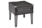 Todoe Dark Gray End Table with USB Ports & Outlets by Ashley at Eve Furniture
