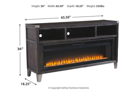 Todoe Gray 65" TV Stand with Electric Fireplace by Ashley at Eve Furniture