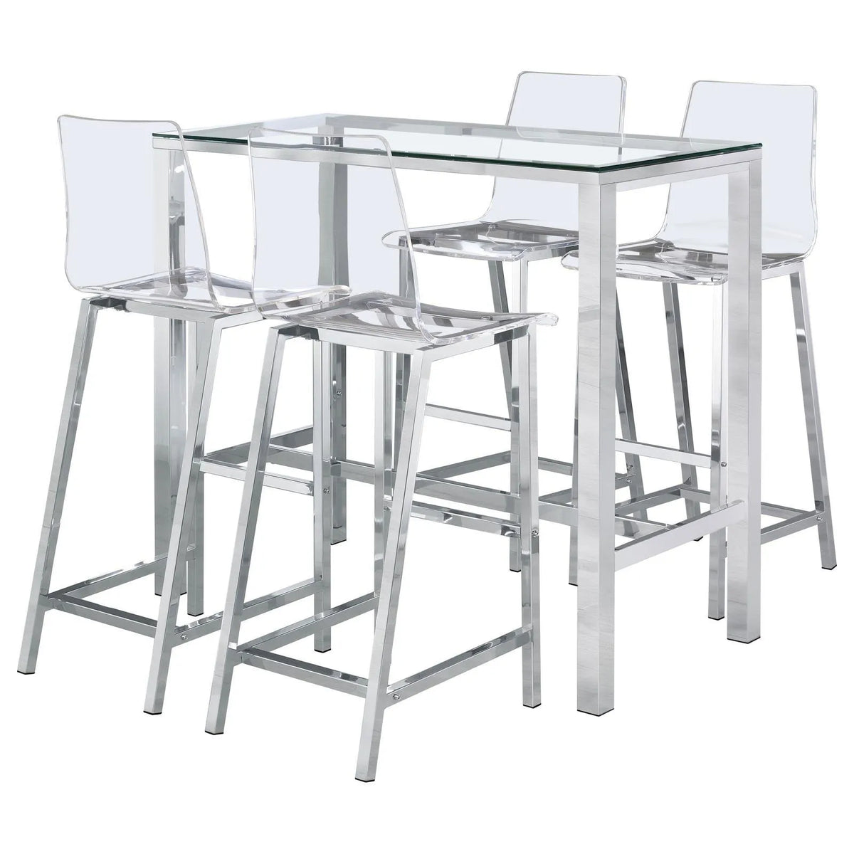 Tolbert 5-piece Bar Set with Acrylic Chairs Clear and Chrome by Coaster at Eve Furniture