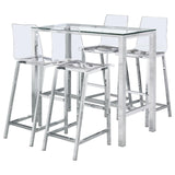 Tolbert 5-piece Bar Set with Acrylic Chairs Clear and Chrome by Coaster at Eve Furniture