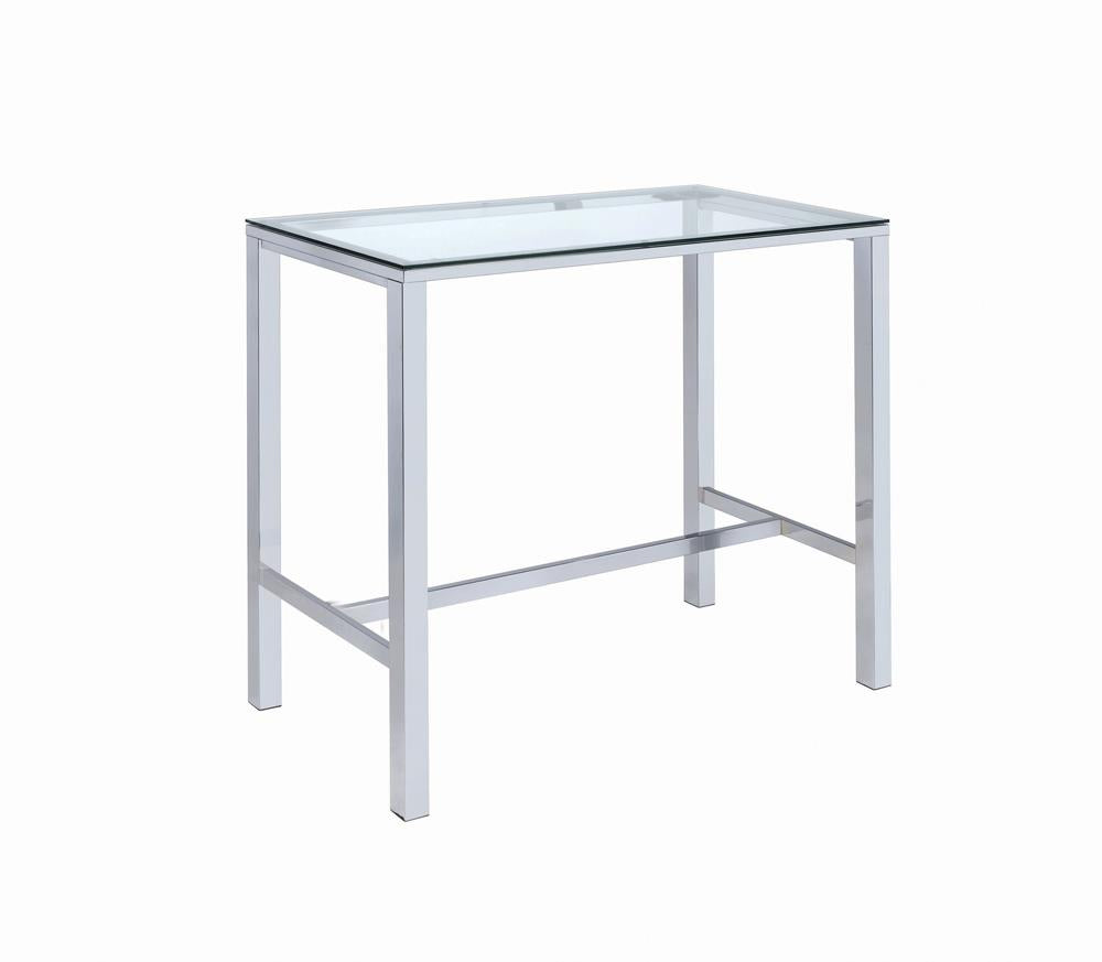 Tolbert Chrome Bar Table with Glass Top