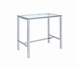 Tolbert Chrome Bar Table with Glass Top by Coaster at Eve Furniture