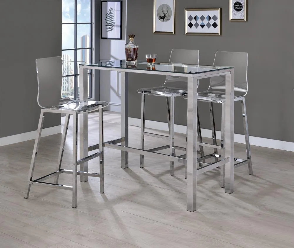 Tolbert Chrome Bar Table with Glass Top by Coaster at Eve Furniture