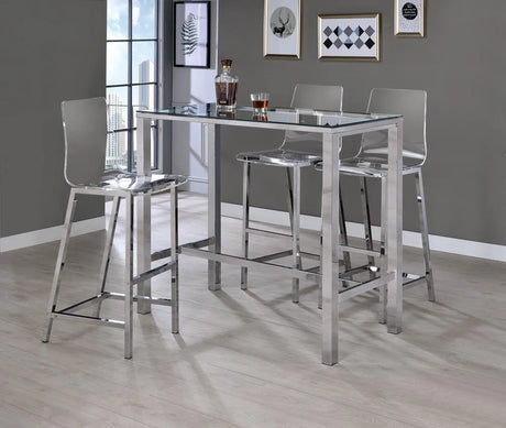 Tolbert Chrome Bar Table with Glass Top by Coaster at Eve Furniture