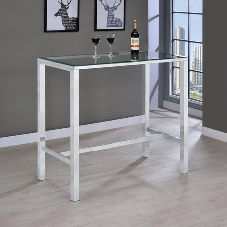 Tolbert Chrome Bar Table with Glass Top by Coaster at Eve Furniture