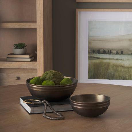 Tomiko Decorative Brass Finished Cast Aluminum Round Bowls by Mercana at Eve Furniture