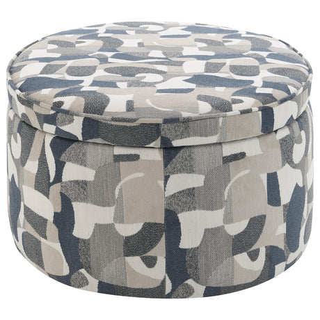 Tomkins Indigo Blue Oval Upholstered Storage Ottoman by Coaster at Eve Furniture