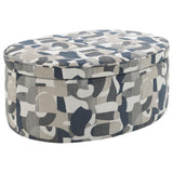 Tomkins Indigo Blue Oval Upholstered Storage Ottoman by Coaster at Eve Furniture