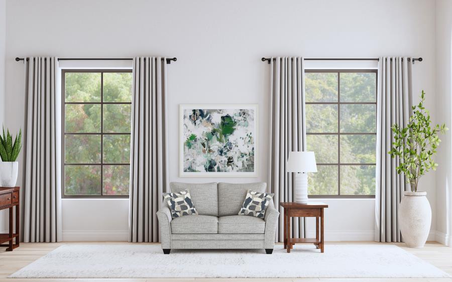 Tomkins Light Gray Boucle Upholstered Loveseat by Coaster at Eve Furniture