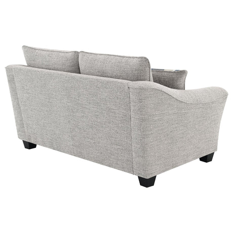 Tomkins Light Gray Boucle Upholstered Loveseat by Coaster at Eve Furniture