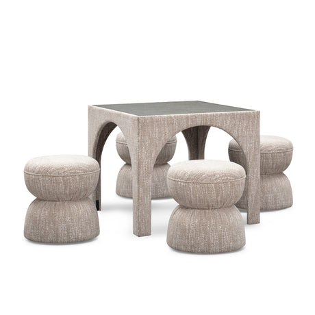 Tomlin Performance Chenille Game Table and Two Ottomans Set by TOV Furniture at Eve Furniture