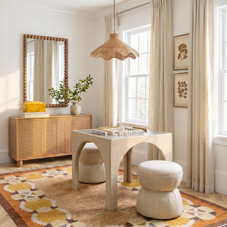 Tomlin Ruched Performance Fabric Game Ottoman by TOV Furniture at Eve Furniture