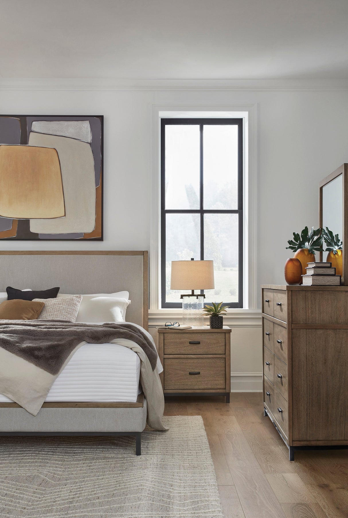 Tomtyn Light Brown California King Upholstered Platform Bed by Ashley at Eve Furniture