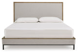 Tomtyn Light Brown California King Upholstered Platform Bed by Ashley at Eve Furniture