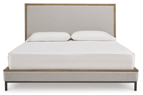 Tomtyn Light Brown California King Upholstered Platform Bed by Ashley at Eve Furniture