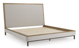 Tomtyn Light Brown California King Upholstered Platform Bed by Ashley at Eve Furniture