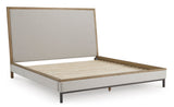 Tomtyn Light Brown California King Upholstered Platform Bed by Ashley at Eve Furniture
