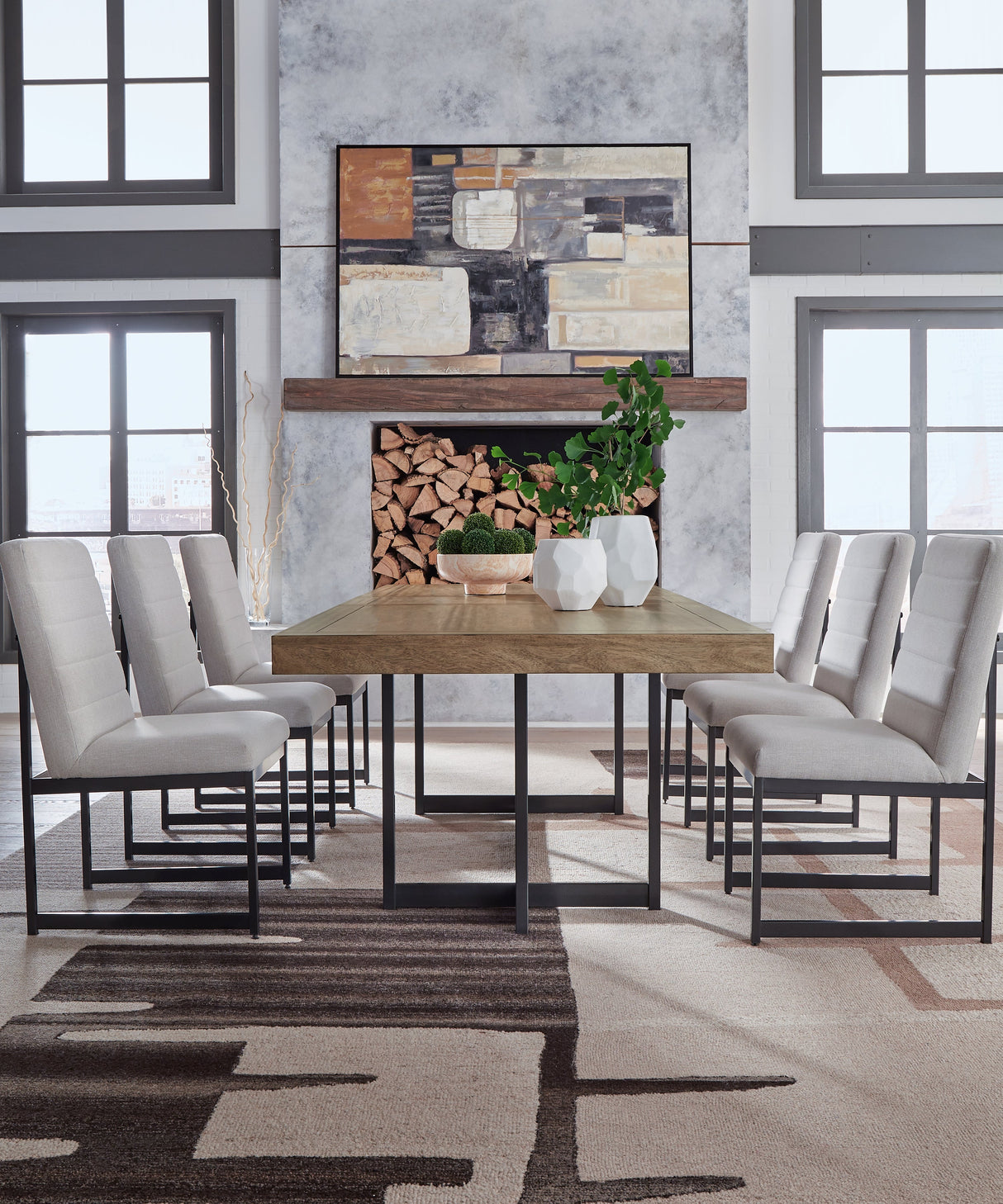 Tomtyn Light Brown Dining Table and 8 Chairs by Ashley at Eve Furniture