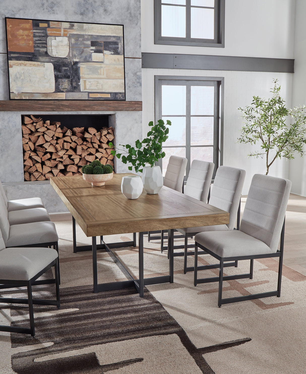 Tomtyn Light Brown Dining Table and 8 Chairs by Ashley at Eve Furniture