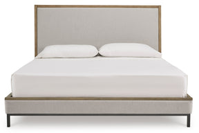 Tomtyn Light Brown King Upholstered Platform Bed by Ashley at Eve Furniture