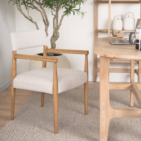 Toni Light Brown Nettlewood w/Cream Heathered Performance Fabric Dining Chair by Mercana at Eve Furniture