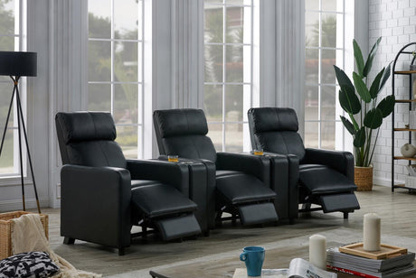 Toohey Black Home Theater Push Back Recliner by Coaster at Eve Furniture