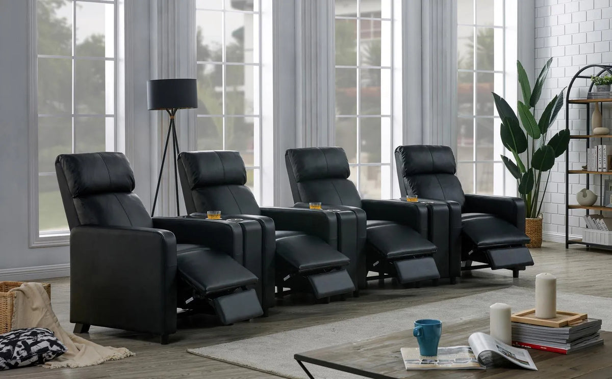 Toohey Black Home Theater Push Back Recliner by Coaster at Eve Furniture