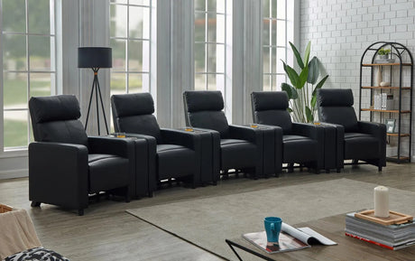 Toohey Black Home Theater Push Back Recliner by Coaster at Eve Furniture