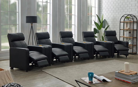 Toohey Black Home Theater Push Back Recliner by Coaster at Eve Furniture