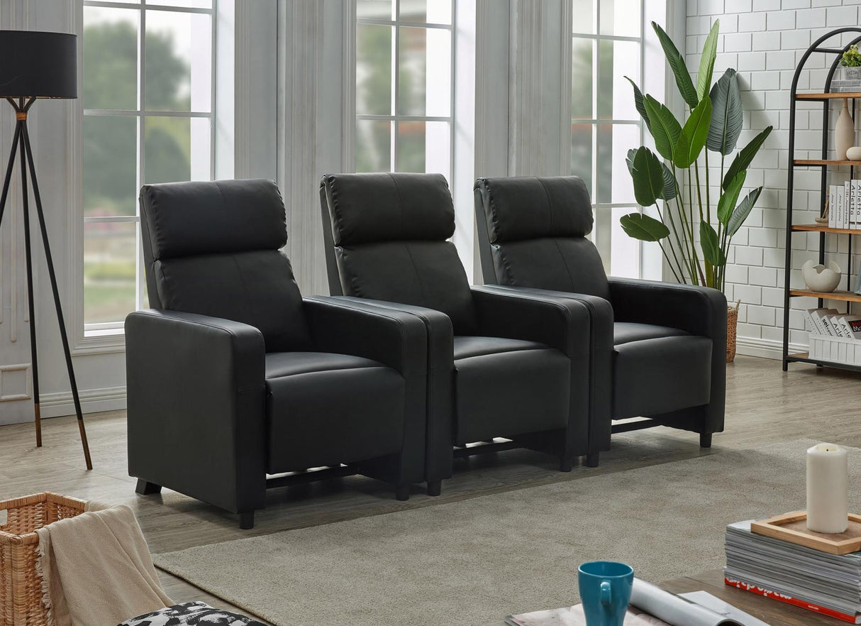 Toohey Black Upholstered Tufted Recliner Living Room Set by Coaster at Eve Furniture