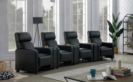 Toohey Black Upholstered Tufted Recliner Living Room Set by Coaster at Eve Furniture