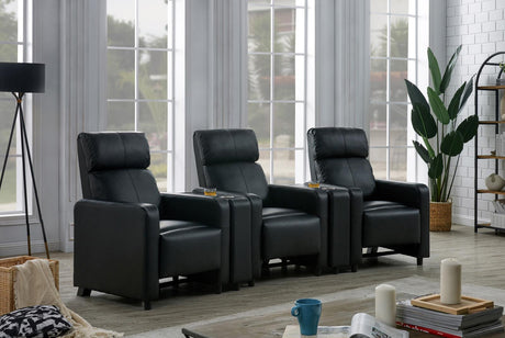 Toohey Black Upholstered Tufted Recliner Living Room Set by Coaster at Eve Furniture